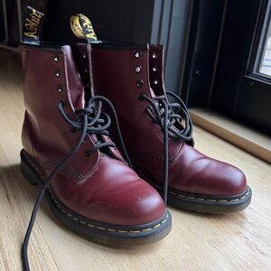 Dr. Martens Burgundy Leather Boots